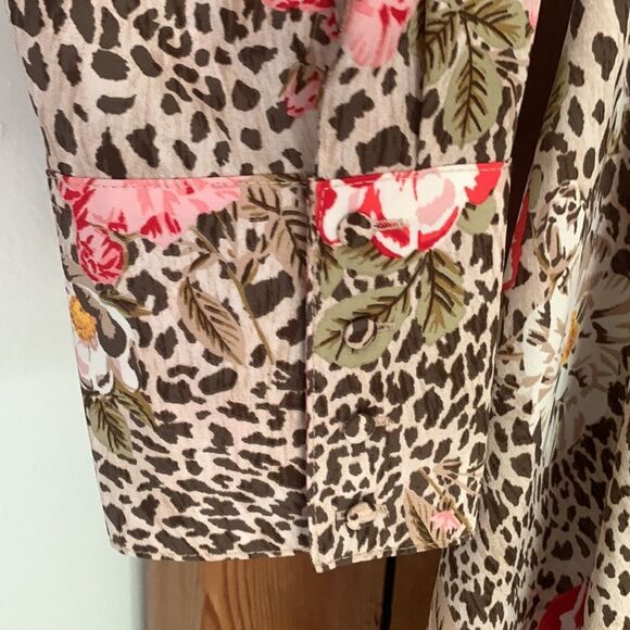 Nanette Lepore leopard floral print long sleeve flared dress - Picture 7 of 12